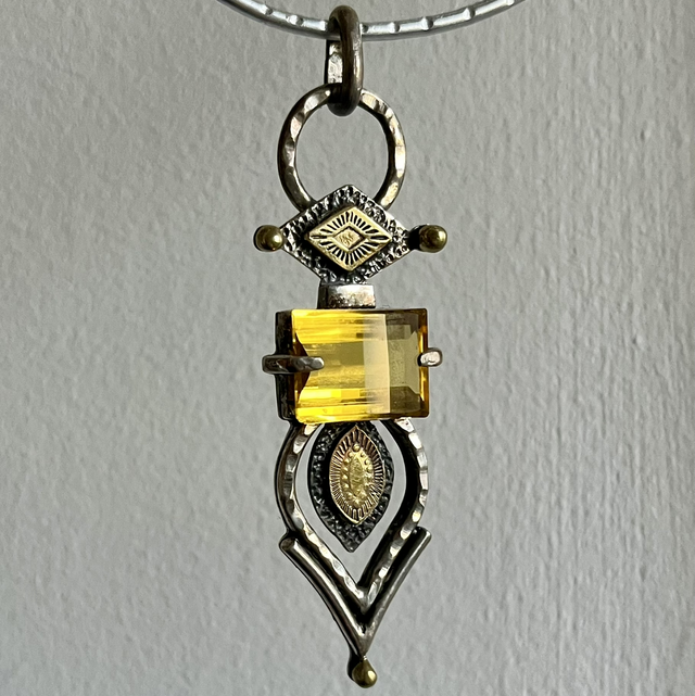 ***CREATION FRANÇAISE*** Pendentif argent et laiton avec citrine