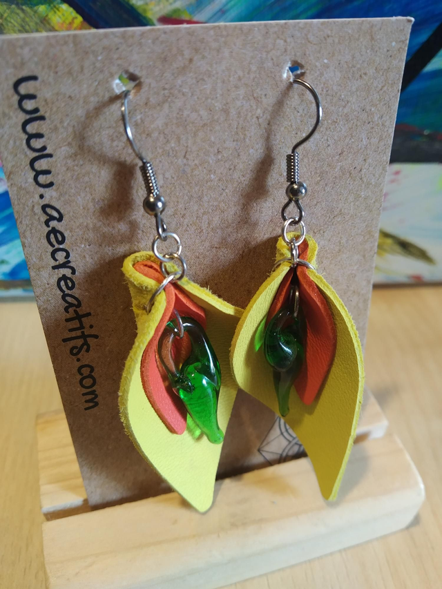 Boucles d&#039;oreilles cuir Jaune 