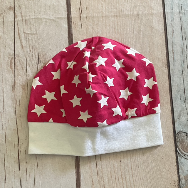 Mütze, Größe 59-61, Sterne pink