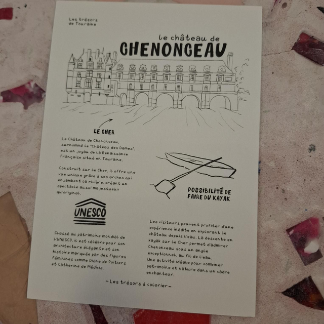 Lale-22 coloriage carte A6 chenonceau