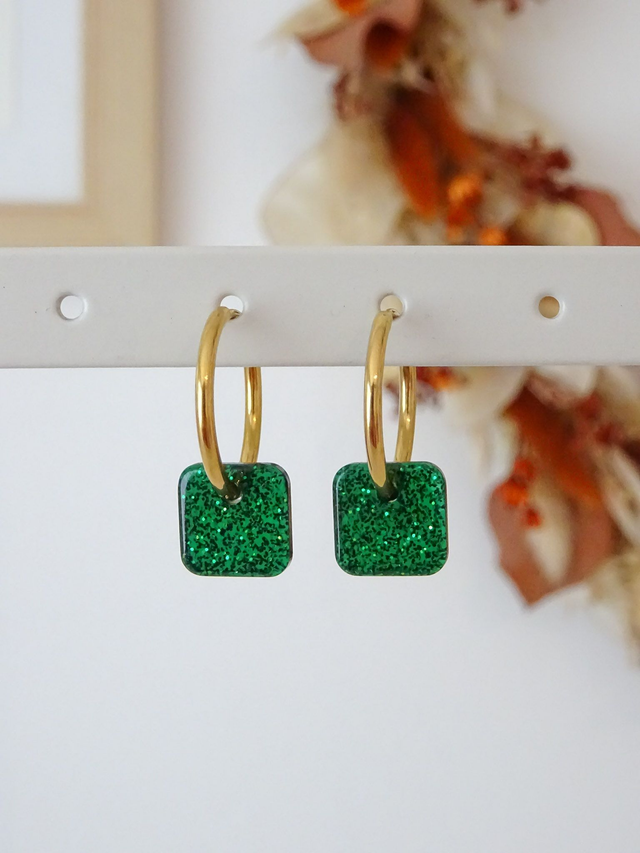 Mini Carré : paillettes verte