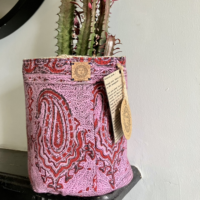 Pink block print