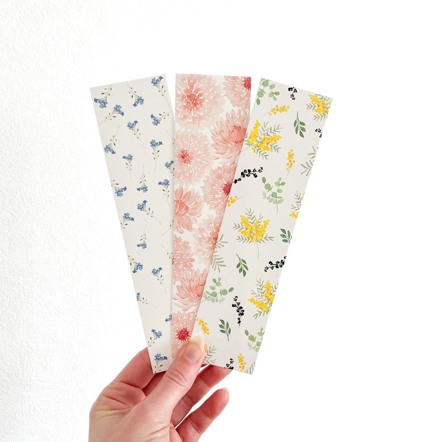 Lot de 3 marque-pages aquarelle fleuris