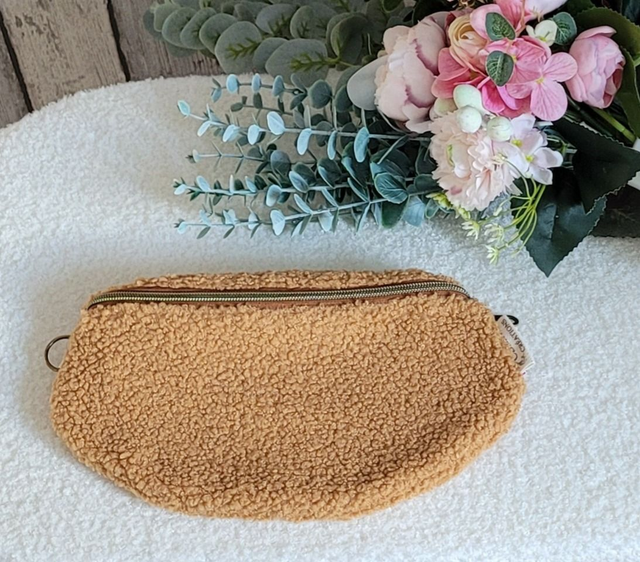 Sac banane bouclette camel