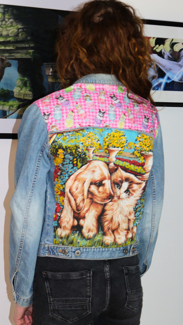Veste en Jean Revalorisée – Thème Chats Taille 38
