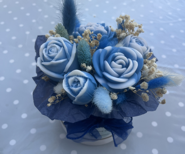 Bouquet bleu parfumé cachemire et soie 