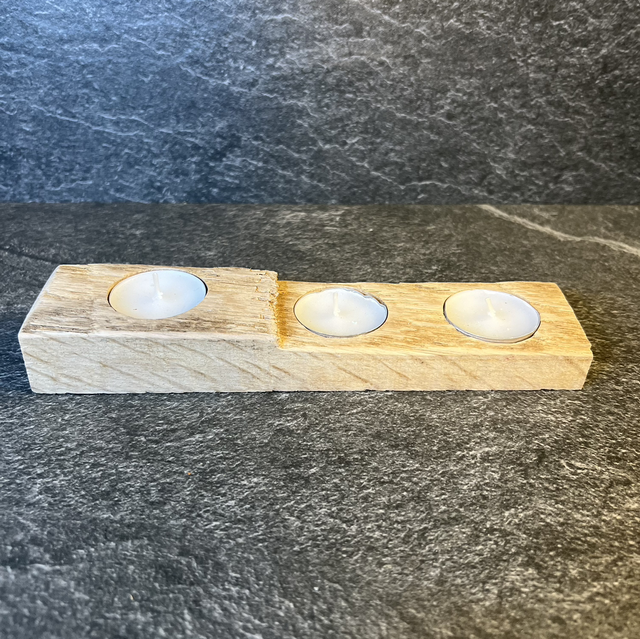 Teelichthalter mit Baumkante 
