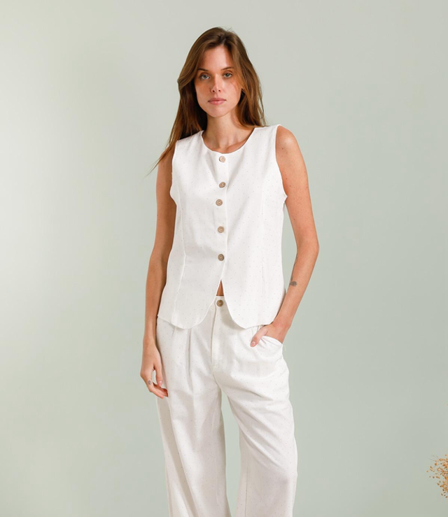 57-8. Ensemble veston tailleur en lin fluide