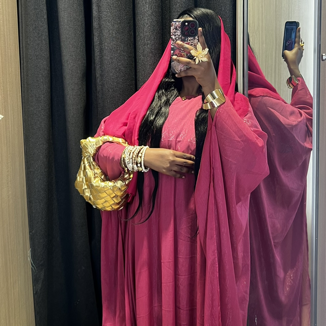 Dark Pink Crinkle Abaya 