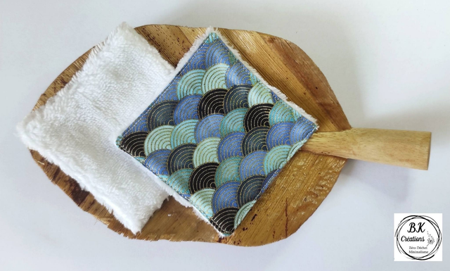 Coton à démaquiller lavable - Japon - Vagues bleues