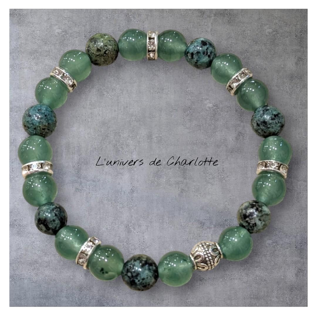 Bracelet "Aventurine verte & Turquoise" 8mm BR-074