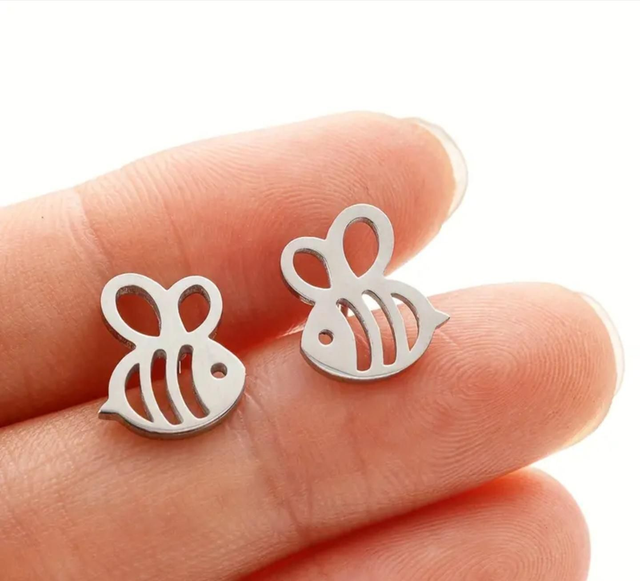 Stainless Steel Bee Stud Earring