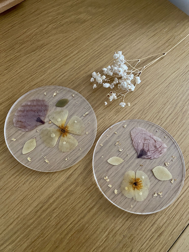 Sous verre rond - pavot et coquelicot