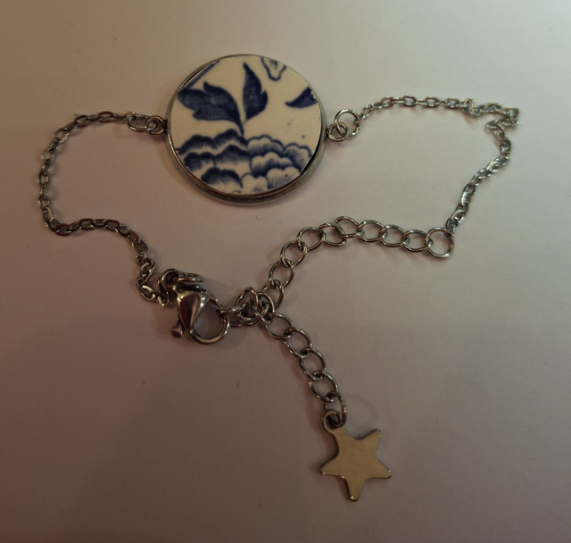 Bracelet vaisselle Feuilles bleues