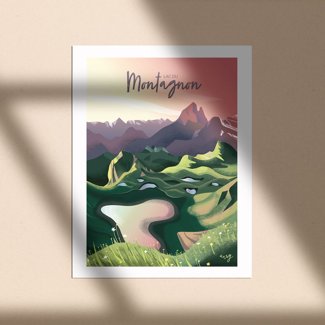 Affiche Lac du Montagnon, vallée d&#039;Aspe 30x40
