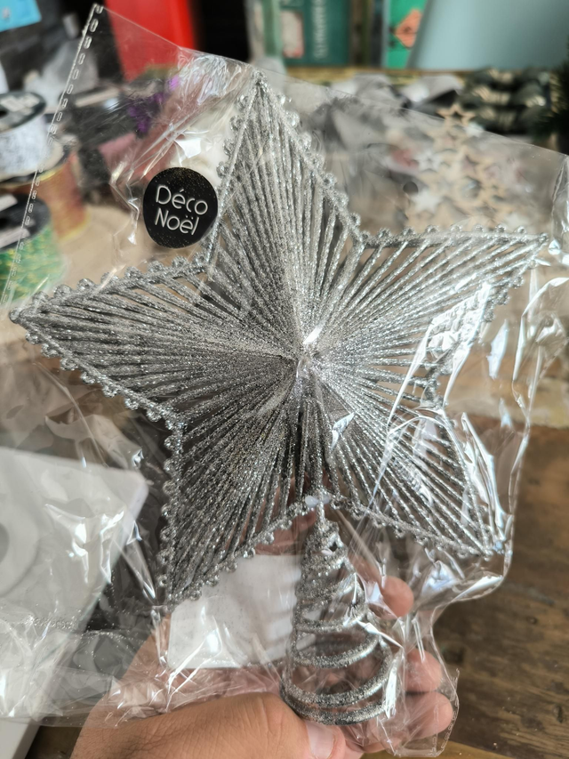 CIME ARBRE DE NOËL ETOILE ARGENT 