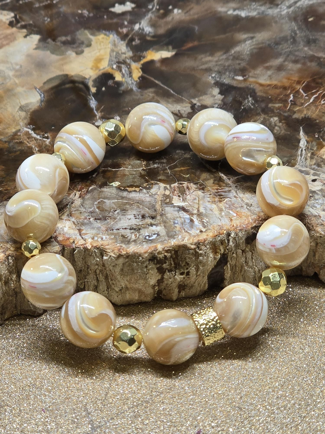 Bracelet Nacre doré XL en 1,2 cm