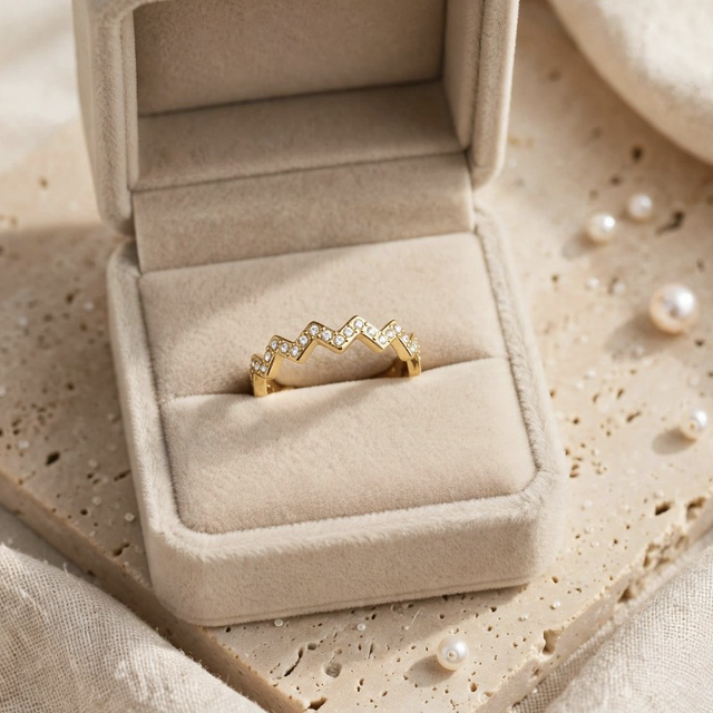 Anello Fedina ZigZag Strass Gold 