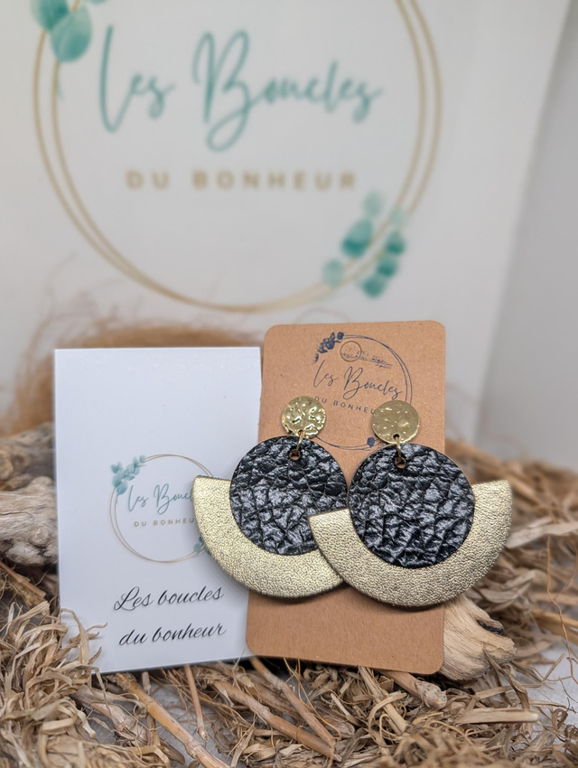 Boucles d'oreilles Dona noir doré do033