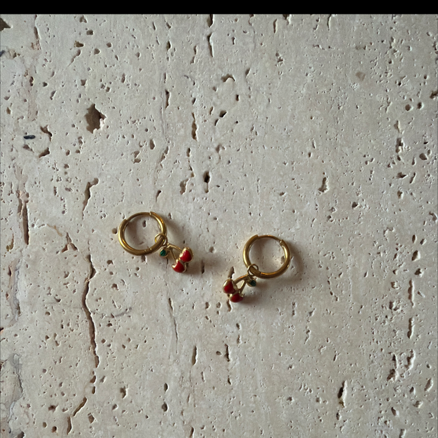 Oorbellen kers rood