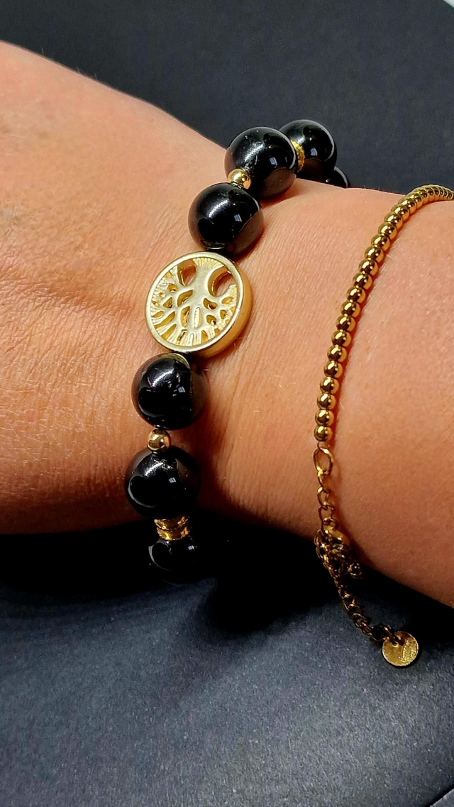 Bracelet Tourmaline noire XL en 1,2 cm