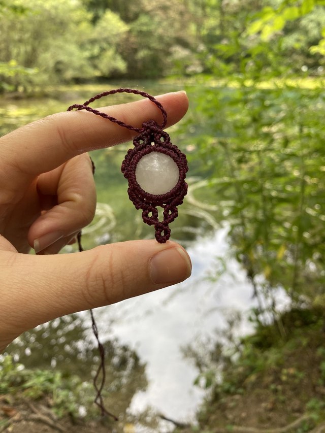 Rosenquarz Makramee Halskette