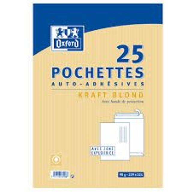 25 enveloppes kraft A4 / C4 auto-adhésives OXFORD 90g 3020128379076