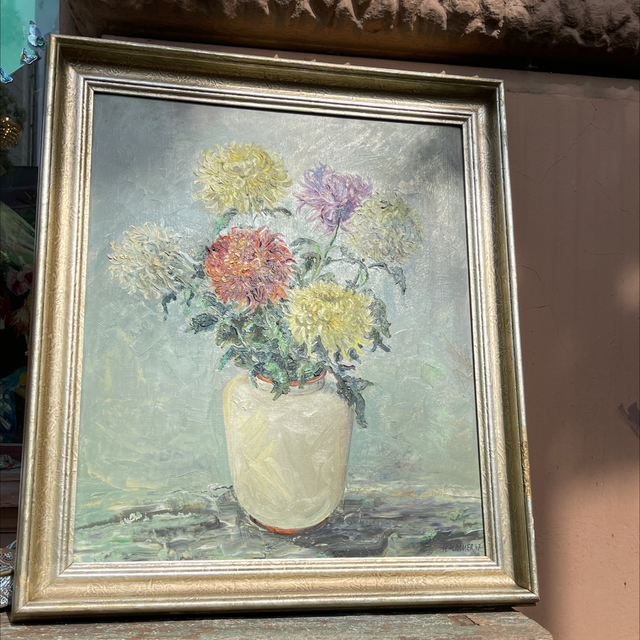 Ölgemälde Blumen Dahlien von 1947