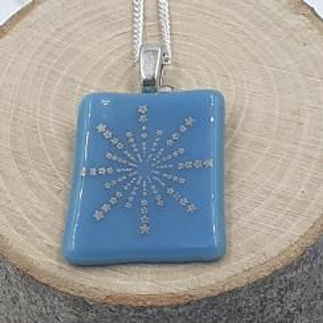 Blue star decal pendant 
