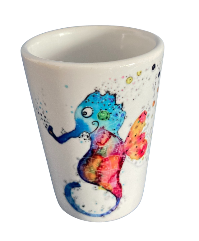 Schnapsglas Keramik "Seepferdchen"