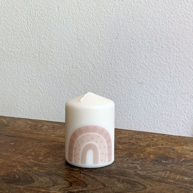 Kerze klein - Regenbogen - Creme