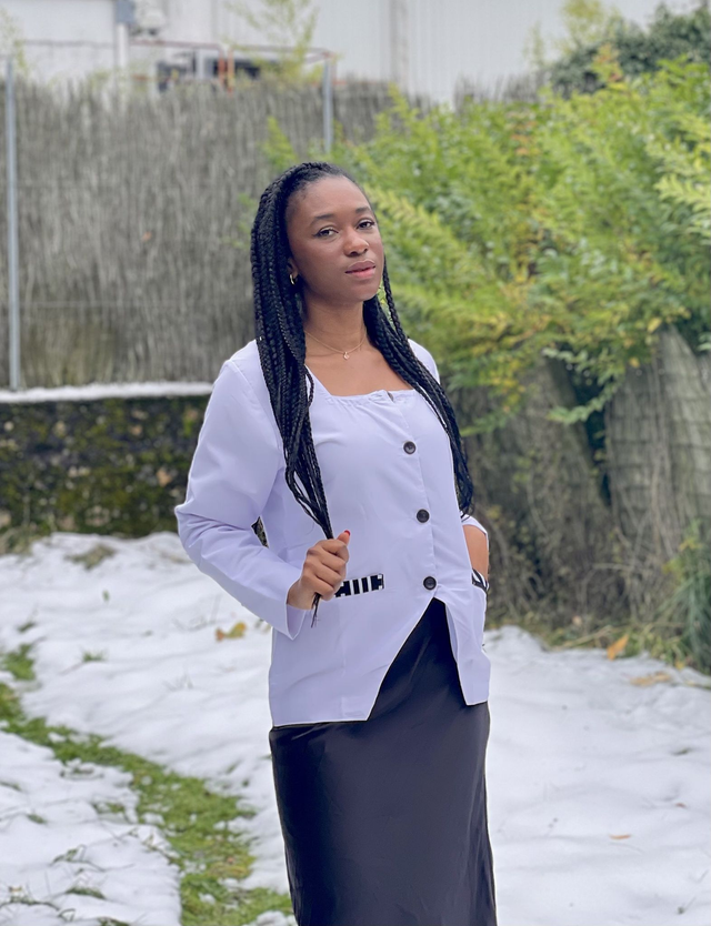 Camisole Célia , couleur uni banc + wax noir