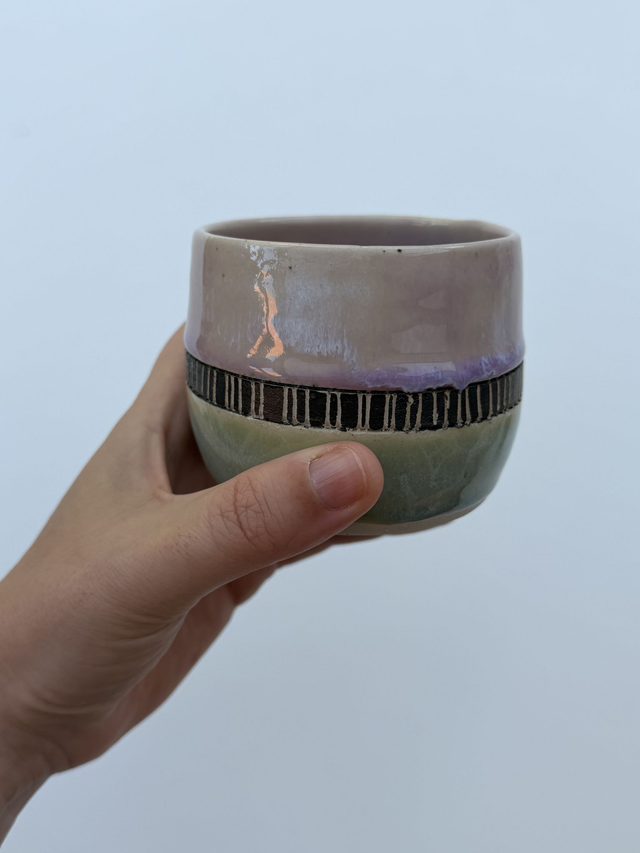 Tribal pink & jade mug
