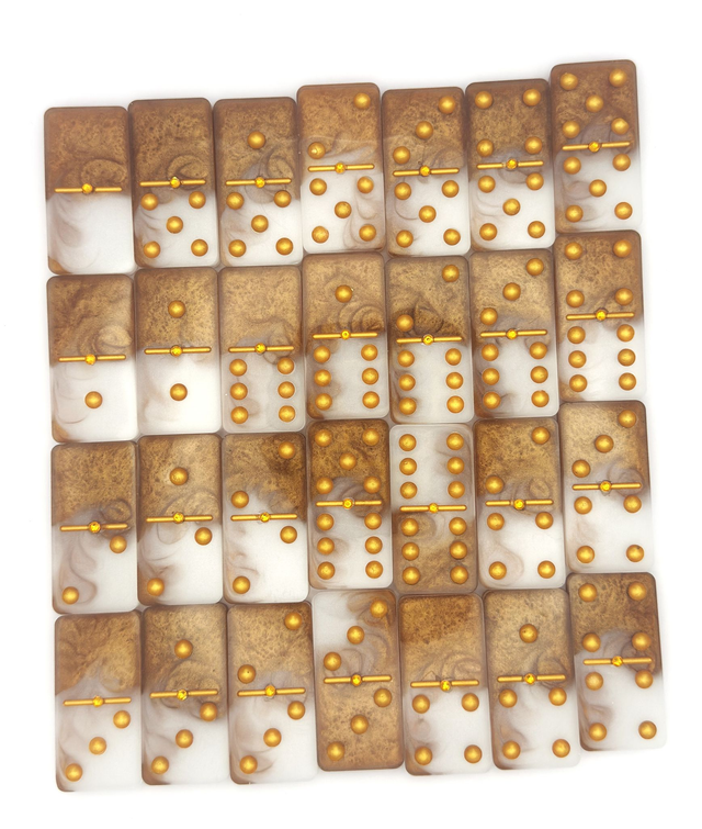 Resin Domino Set with Golden Accents