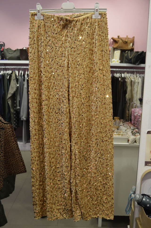 Pantalón Oro Terciopelo Lentejuelas Oro