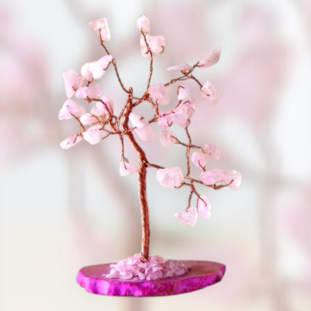 Arbre "Quartz rose" sur agate