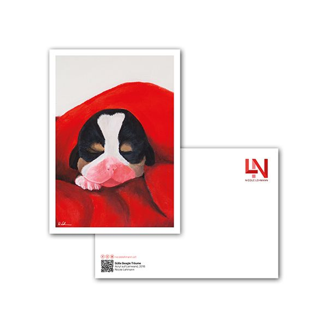 Süße Beagle Träume - Kunstkarte