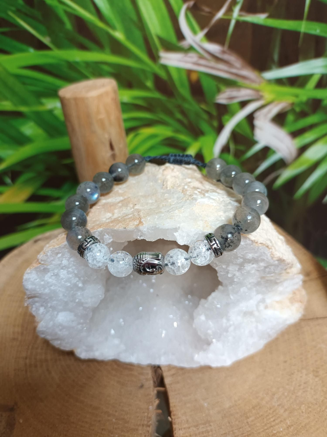 Bracelet en labradorite et cristal de roche