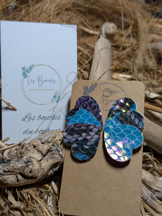 Boucles d'oreilles Oxa bleu holographique ox001