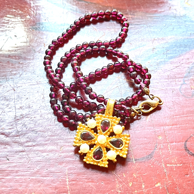 Granat Kette mit Anhänger 