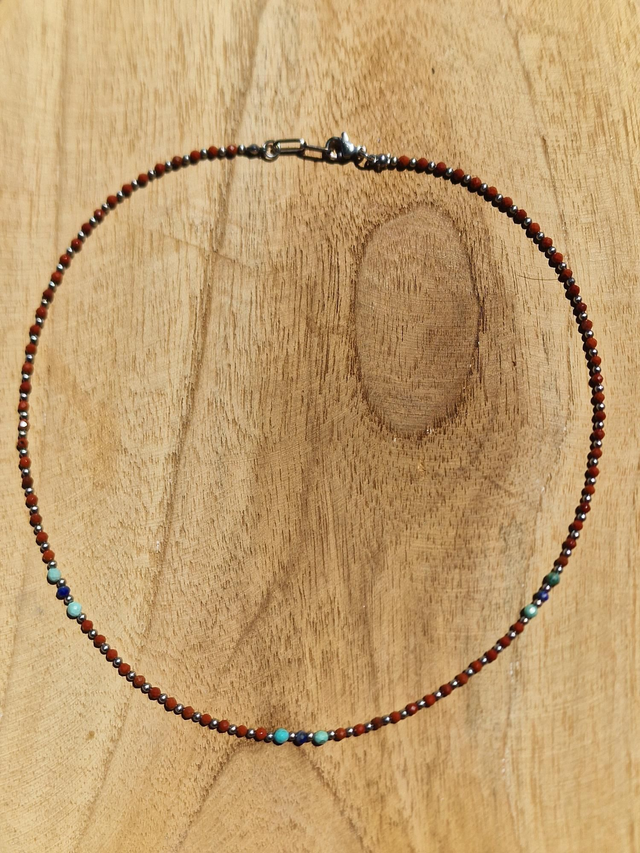 Collier Stone &amp; Steel Jaspe Rouge