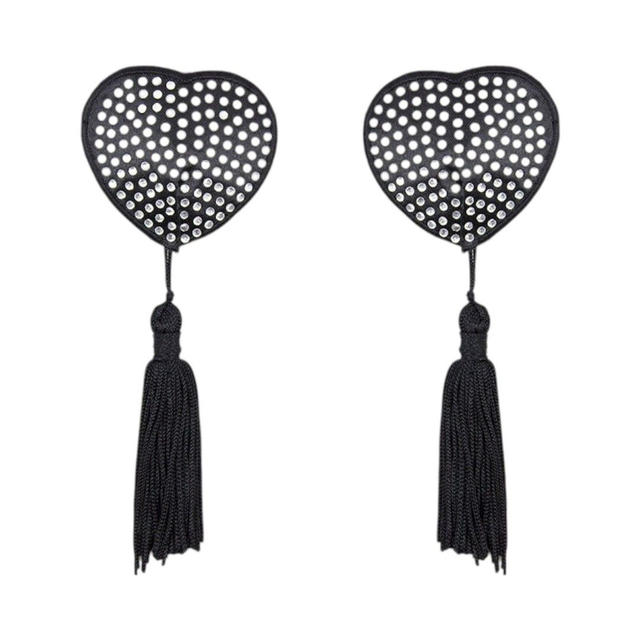 Pezoneras Negras con Borlas Diamond Heart