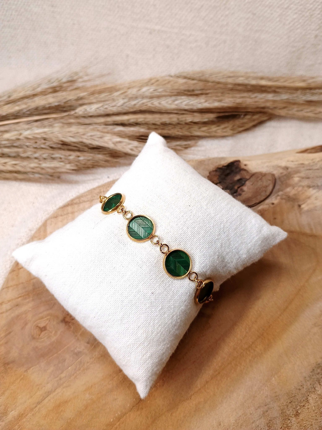 Bracelet Multi-cabochon Chevron Vert jungle