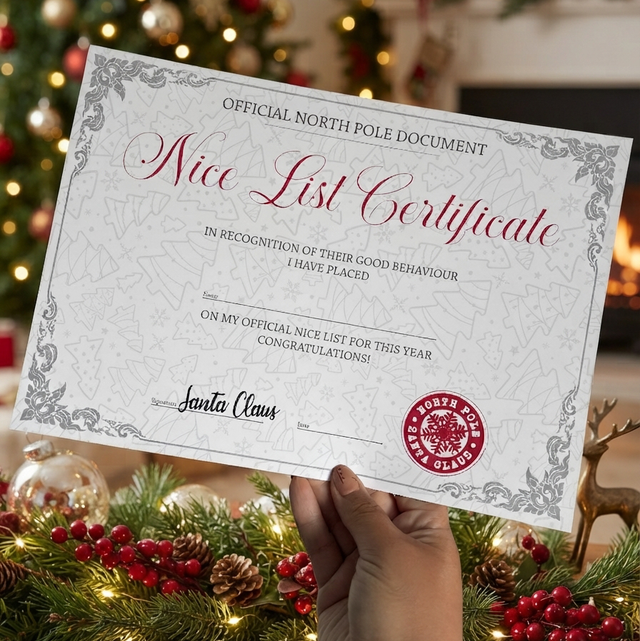 Official North Pole Nice List Certificate