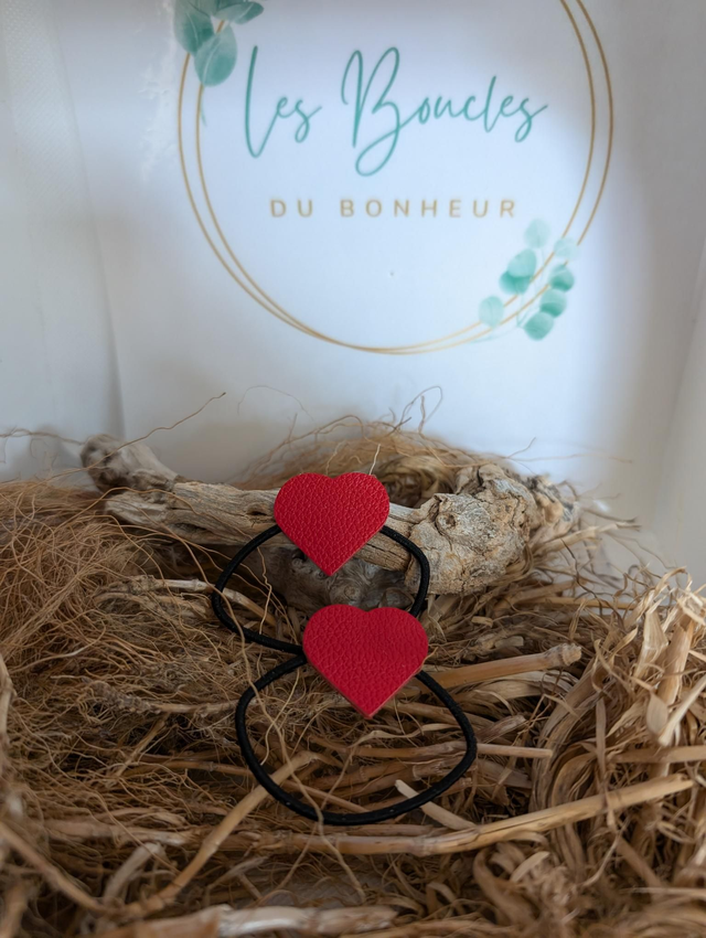 Élastique noir coeur corail 