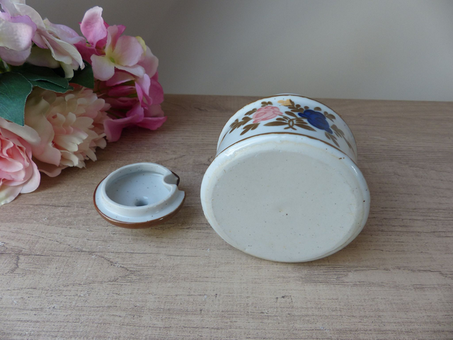 Pot à Moutarde Vintage en Céramique avec anse en Osier, Moutardier Pot à Condiment Français Poterie Décoration Cuisine Campagne