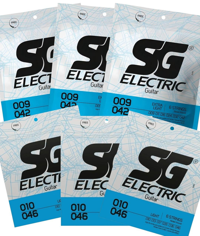 Pack Econômico 6 Encordoamentos Guitarra SG 010 e SG 009