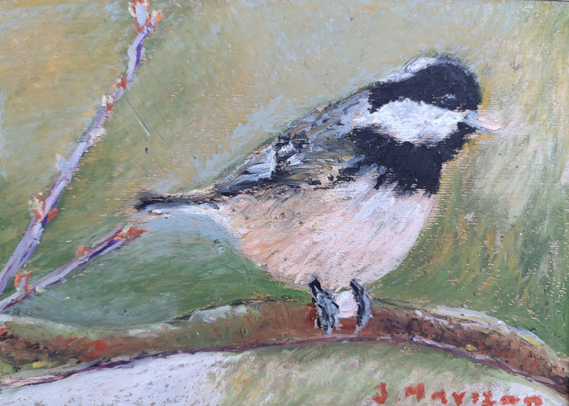 Sosnówka, 21x30 (15x21 w świetle passe-partout) pastele olejne 2021