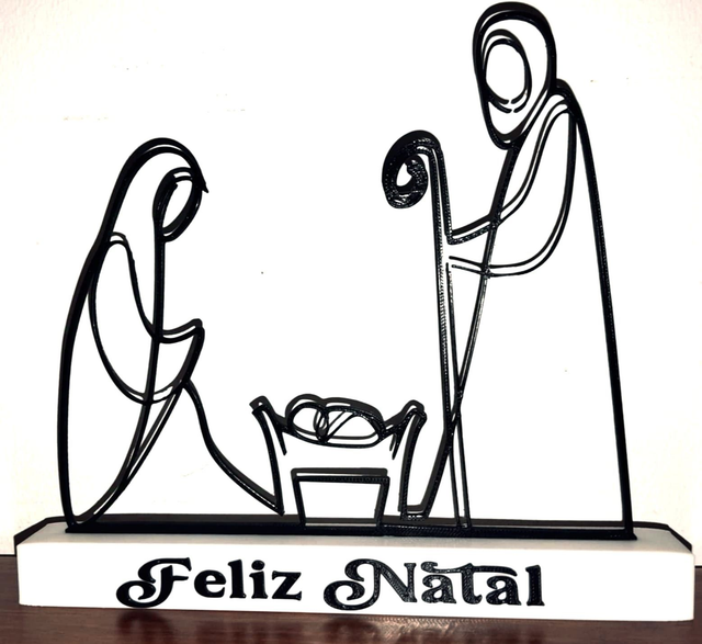 Presépio Minimalista em Arte de Linha