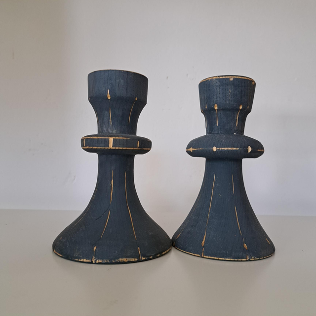 One milk painted candle stick